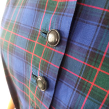 Cargar imagen en el visor de la galería, 1940s - Gorgeous Blue & Green Tartan Cotton Dress - W30 (76cm)