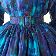 Charger l'image dans la galerie, 1950s - Stunning Abstract Floral Wild Silk Dress - W27 (68cm)