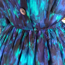 Charger l'image dans la galerie, 1950s - Stunning Abstract Floral Wild Silk Dress - W27 (68cm)