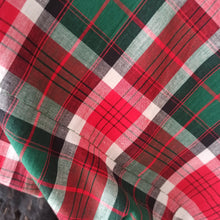 Charger l'image dans la galerie, 1950s - Adorable French Puff Sleeves Tartan Cotton Dress - W27.5 (70cm)
