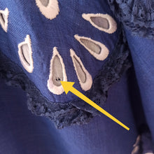 Charger l'image dans la galerie, 1950s - Stunning Blue Embroidery Linen Dress - W27 (68cm)