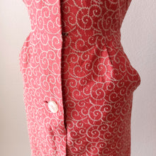 Charger l'image dans la galerie, 1950s - Helene Couture, France - Salmon Pink Embroidery Dress - W28.5/29 (72/74cm)