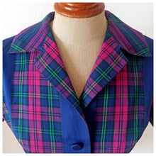 Charger l'image dans la galerie, 1950s - Adorable Purple Plaid Cotton Dress - W26 (66cm)
