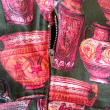Charger l'image dans la galerie, 1960s - Stunning Green Ancient Vessels Novelty Cotton Dress - W31 (78cm)