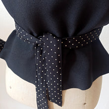 Laden Sie das Bild in den Galerie-Viewer, 1960s Does 1940s - Black Dotted Crepe Blouse - W27 (68cm)