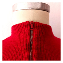 Charger l'image dans la galerie, 1950s - Stunning Zipper Back JD Red Wool Top - Size S/M