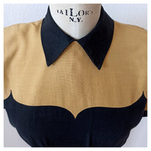 Load image into Gallery viewer, 1940s - Amazing Black & Mustard Yellow Cotton Dress - W25 (64cm)