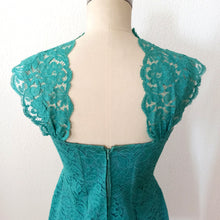 Charger l'image dans la galerie, 1950s - FRIGERIO, Milan - Spectacular Turquoise Lace Dress - W28.5 (72cm)