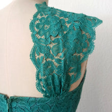 Charger l'image dans la galerie, 1950s - FRIGERIO, Milan - Spectacular Turquoise Lace Dress - W28.5 (72cm)