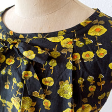 Load image into Gallery viewer, 1960s - Gorgeous Black Floral Cotton Dress - W30 (76cm)