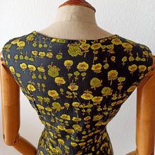 Load image into Gallery viewer, 1960s - Gorgeous Black Floral Cotton Dress - W30 (76cm)