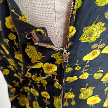 Load image into Gallery viewer, 1960s - Gorgeous Black Floral Cotton Dress - W30 (76cm)