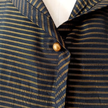 Charger l'image dans la galerie, 1950s - Stunning Black & Gold Striped Satin Dress - W34 (86cm)