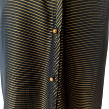 Charger l'image dans la galerie, 1950s - Stunning Black & Gold Striped Satin Dress - W34 (86cm)