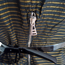 Charger l'image dans la galerie, 1950s - Stunning Black & Gold Striped Satin Dress - W34 (86cm)