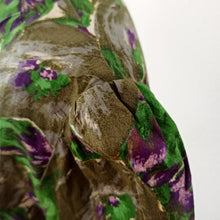 Cargar imagen en el visor de la galería, 1940s - Stunning Abstract Floral Green Cotton Dress - W33 (84cm)