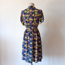 Load image into Gallery viewer, 1940s - Germany - Colorful Floral Cold Rayon Dress  - W30 (76cm)