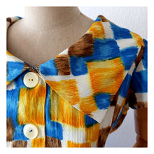 Charger l'image dans la galerie, 1950s - Fabulous Abstract Shawl Collar Dress - W28 (72cm)