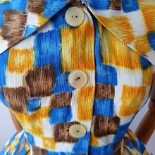 Charger l'image dans la galerie, 1950s - Fabulous Abstract Shawl Collar Dress - W28 (72cm)