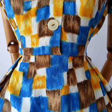Charger l'image dans la galerie, 1950s - Fabulous Abstract Shawl Collar Dress - W28 (72cm)