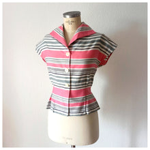 Charger l'image dans la galerie, 1950s - Ultra-gorgeous Pink & Grey Cotton Blouse - W31 (80cm)
