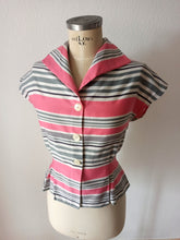 Charger l'image dans la galerie, 1950s - Ultra-gorgeous Pink & Grey Cotton Blouse - W31 (80cm)