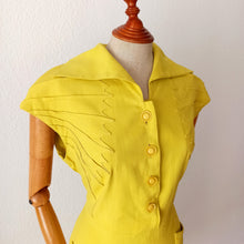 Cargar imagen en el visor de la galería, 1940s 1950s - Outstanding French Couture Linen Dress  - W31.5/32 (80/82cm)