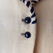 Cargar imagen en el visor de la galería, 1940s - Stunning Black & Yellow French Linen Dress - W26 (66cm)