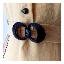 Cargar imagen en el visor de la galería, 1940s - Stunning Black & Yellow French Linen Dress - W26 (66cm)