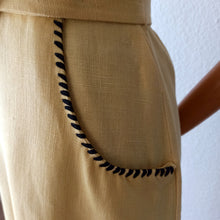 Cargar imagen en el visor de la galería, 1940s - Stunning Black & Yellow French Linen Dress - W26 (66cm)