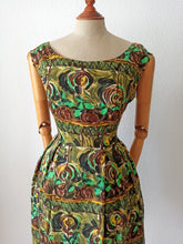 Charger l'image dans la galerie, 1950s - Stunning French Abstract Cotton Dress - W31.5 (80cm)