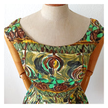 Charger l'image dans la galerie, 1950s - Stunning French Abstract Cotton Dress - W31.5 (80cm)