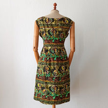 Charger l'image dans la galerie, 1950s - Stunning French Abstract Cotton Dress - W31.5 (80cm)