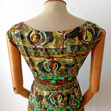 Charger l'image dans la galerie, 1950s - Stunning French Abstract Cotton Dress - W31.5 (80cm)