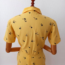 Charger l'image dans la galerie, 1940s 1950s - Beautiful Butter Yellow Cotton Dress - W28.5 (72cm)