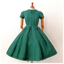 Charger l'image dans la galerie, 1950s 1960s - Adorable Forest Green Cotton Dress - W27 (68cm)