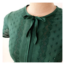 Charger l'image dans la galerie, 1950s 1960s - Adorable Forest Green Cotton Dress - W27 (68cm)