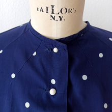 Charger l'image dans la galerie, 1940s - Iconic French Navy Blue Dotted Cotton Dress - W29 (74cm)