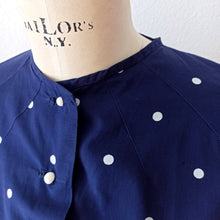 Charger l'image dans la galerie, 1940s - Iconic French Navy Blue Dotted Cotton Dress - W29 (74cm)