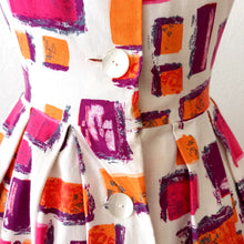 Charger l'image dans la galerie, 1950s - G. Y. MUOTI-TUOTE, Helsinki - Abstract Linen Bolero Dress - W27 (68cm)