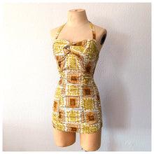 Charger l'image dans la galerie, 1950s - CATALINA, USA - Abstract Cotton Swimsuit - Sz. 34