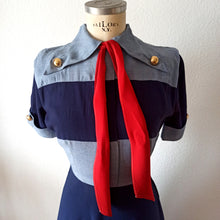 Cargar imagen en el visor de la galería, 1940s - Gorgeous Lilac Blue Gabardine Rayon Dress - W26 (66cm)
