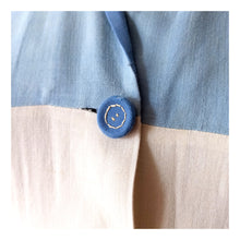 Charger l'image dans la galerie, 1950s - Marvelous Blue Shades Linen Dress - W27.5 (70cm)