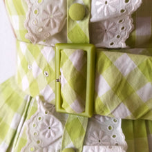 Charger l'image dans la galerie, 1950s - Adorable Green Checked Belted Dress - W27.5 (70cm)