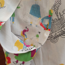 Cargar imagen en el visor de la galería, 1940s - Fabulous French Train Novelty Front Zipper Dress - W29 (74cm)