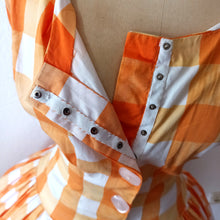 Charger l'image dans la galerie, 1950s 1960s - Gorgeous Orange Plaid Cotton Dress - W26 (66cm)