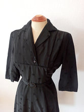 Charger l'image dans la galerie, 1940s - Stunning Black Taffeta Dress - W28.5 (72cm)