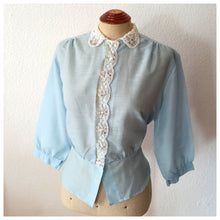 Charger l'image dans la galerie, 1950s 1960s - Adorable Rhinestones Lace Blouse - W35 (88cm)