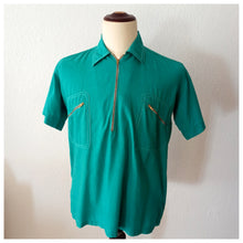 Charger l'image dans la galerie, 1960s - Cool Green Front Zipper Cotton Shirt - Sz. L