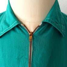 Charger l'image dans la galerie, 1960s - Cool Green Front Zipper Cotton Shirt - Sz. L